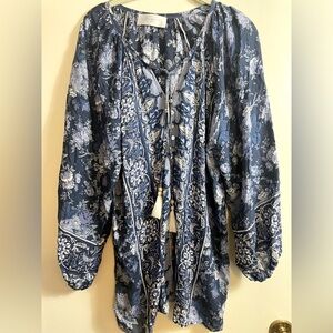 Walker & Wade Like New Bohemian Sonia Top / English Blue 100% Organic Rayon S-L